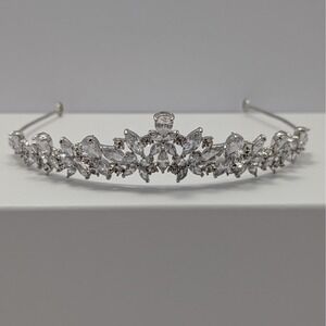Believe by Brilliance Tiara Silver Plate Cubic Zirconia Bridal Formal Modern